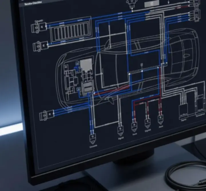 Gros plan sur de la documentation technique automobile utilisée en atelier